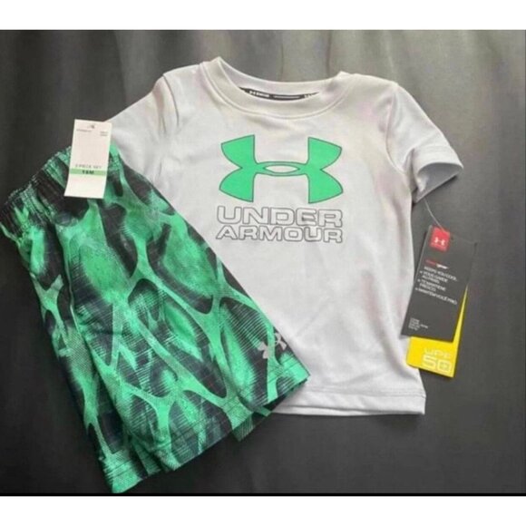 NWT Under Armour Rash Guard & Board Shorts Swim Set Baby Boys Size 18M